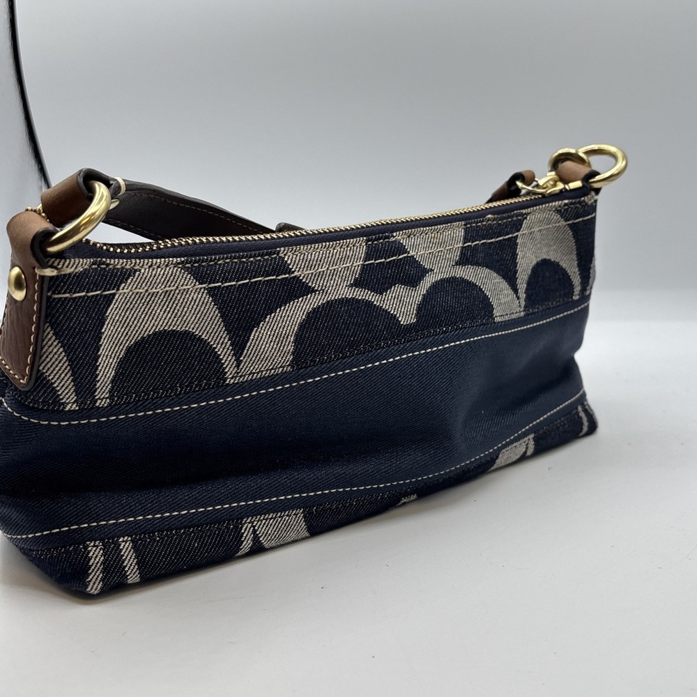 Vintage 2000s Y2K Coach Signature Top Handle Navy Blue Purse Bag RARE NWOT - Picture 4 of 10